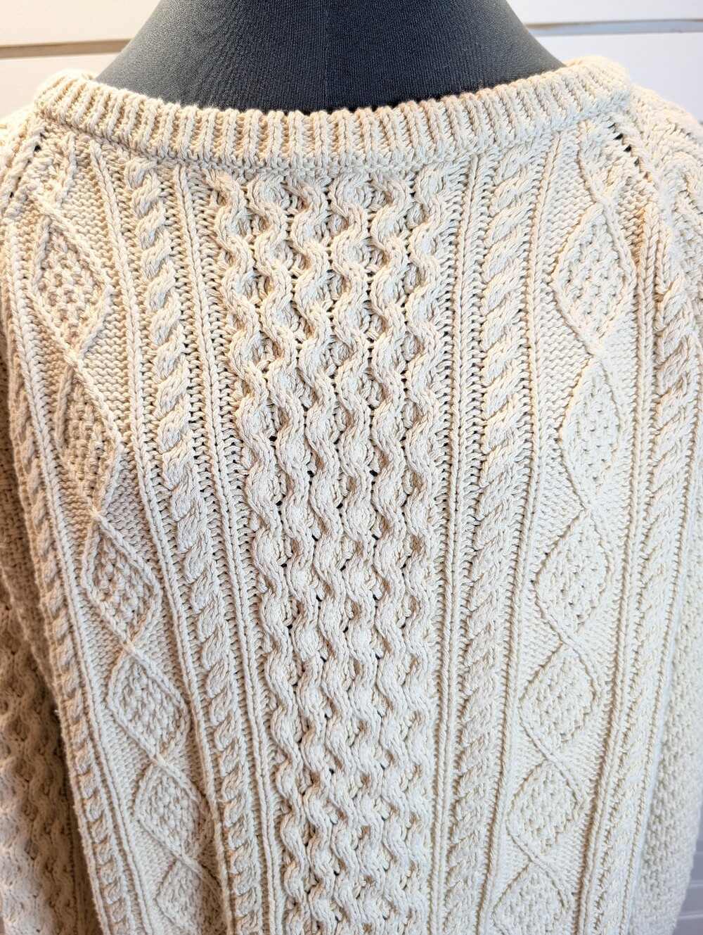 L.L.Bean Signature 100% Cotton Heavy Cable Knit Tunic Sweater – Size Large EUC - Picture 4 of 10